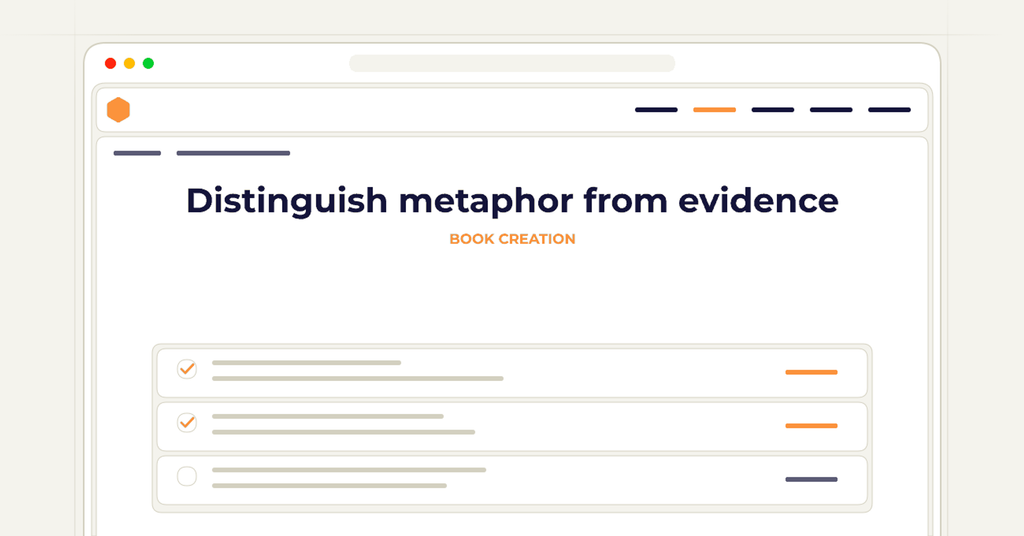 Symbolic review checklist for distinguish metaphor from evidence