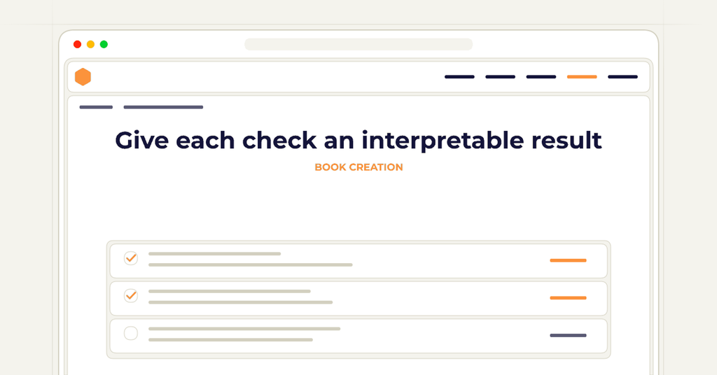 Symbolic review checklist for give each check an interpretable result