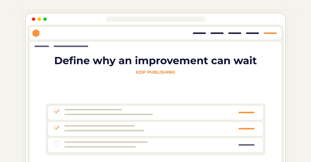 Symbolic review checklist for define why an improvement can wait