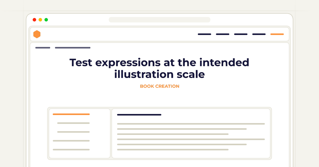 Symbolic review checklist for test expressions at the intended illustration scale