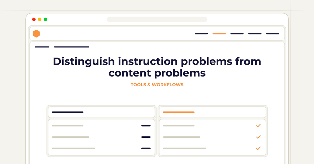Symbolic review checklist for distinguish instruction problems from content problems