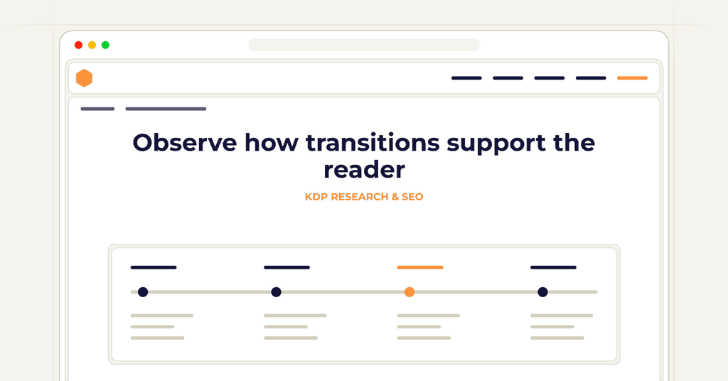 Symbolic review checklist for observe how transitions support the reader