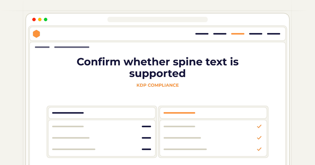 Symbolic publishing workflow for confirm whether spine text is supported