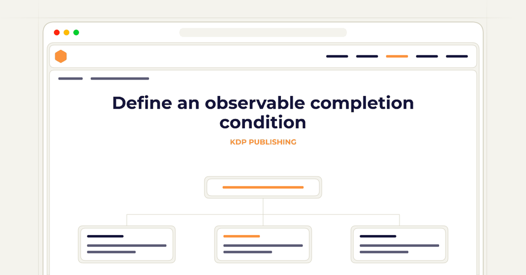 Symbolic review checklist for define an observable completion condition