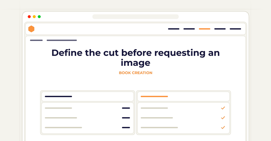 Symbolic publishing workflow for define the cut before requesting an image