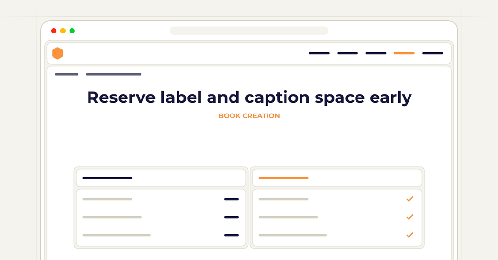 Symbolic review checklist for reserve label and caption space early
