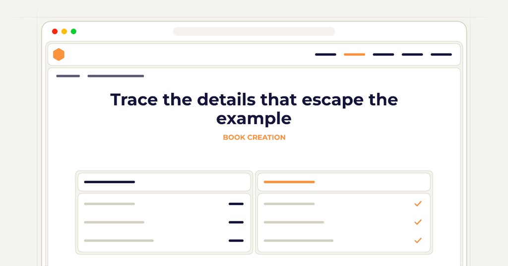 Symbolic review checklist for trace the details that escape the example