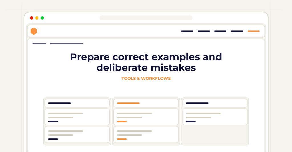 Symbolic publishing workflow for prepare correct examples and deliberate mistakes