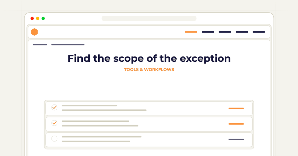 Symbolic review checklist for find the scope of the exception