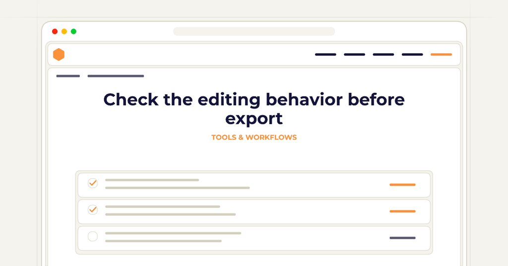 Symbolic publishing workflow for check the editing behavior before export