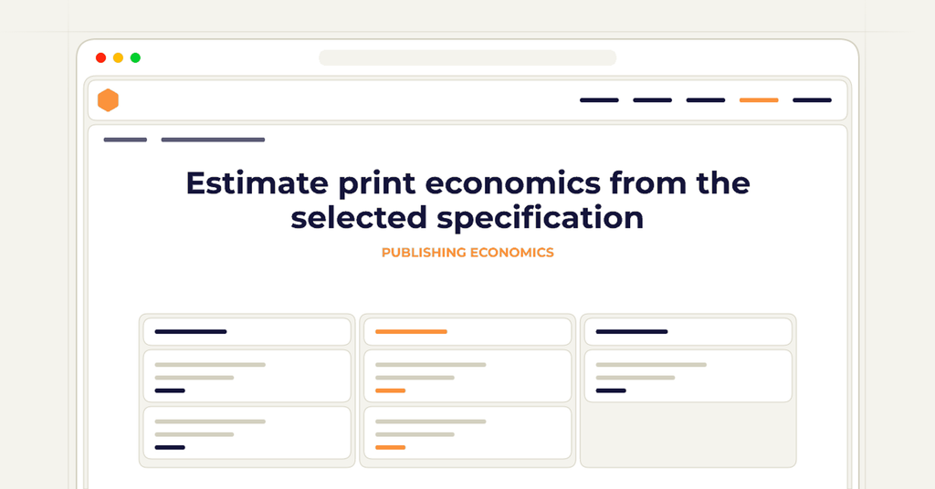 Symbolic review checklist for estimate print economics from the selected specification