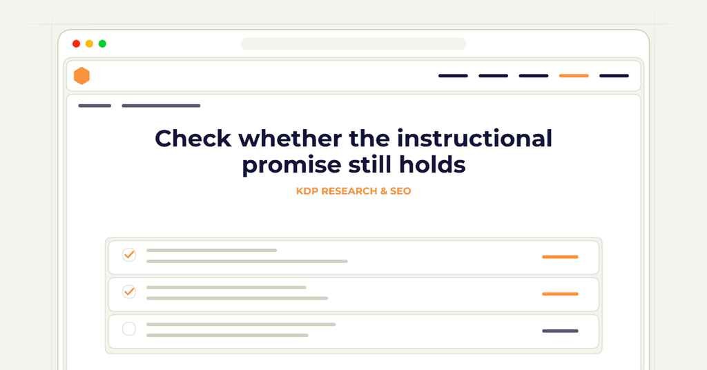 Symbolic publishing workflow for check whether the instructional promise still holds