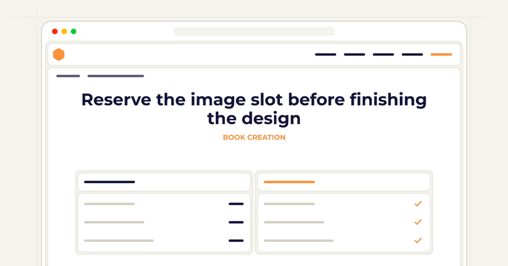 Symbolic review checklist for reserve the image slot before finishing the design