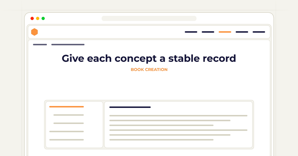 Symbolic publishing workflow for give each concept a stable record