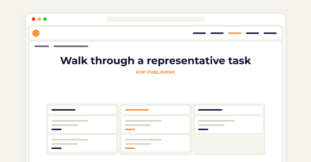 Symbolic publishing workflow for walk through a representative task