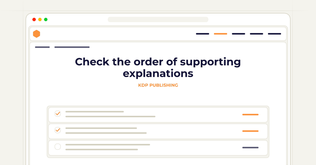 Symbolic review checklist for check the order of supporting explanations