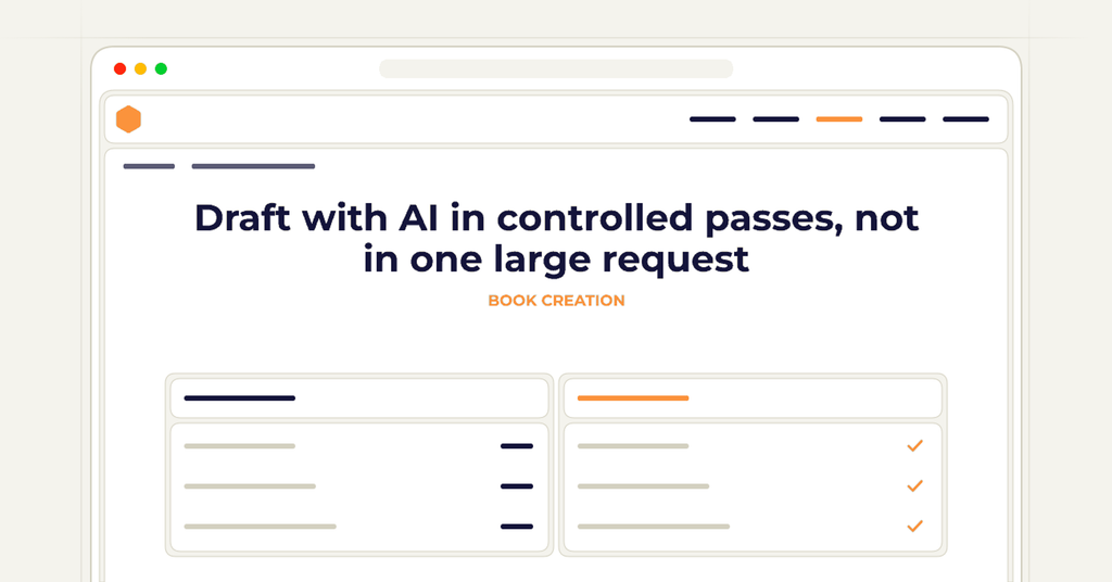 Symbolic review checklist for draft with ai in controlled passes, not in one large request