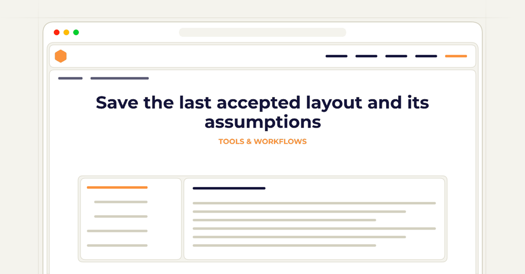 Symbolic publishing workflow for save the last accepted layout and its assumptions