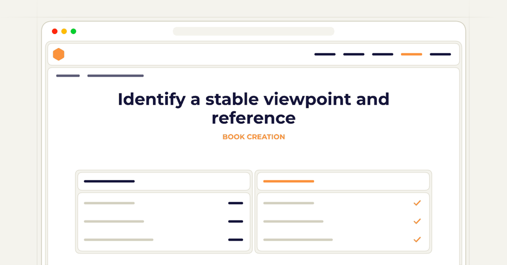 Symbolic publishing workflow for identify a stable viewpoint and reference