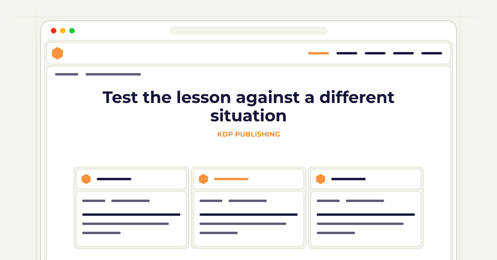 Symbolic review checklist for test the lesson against a different situation
