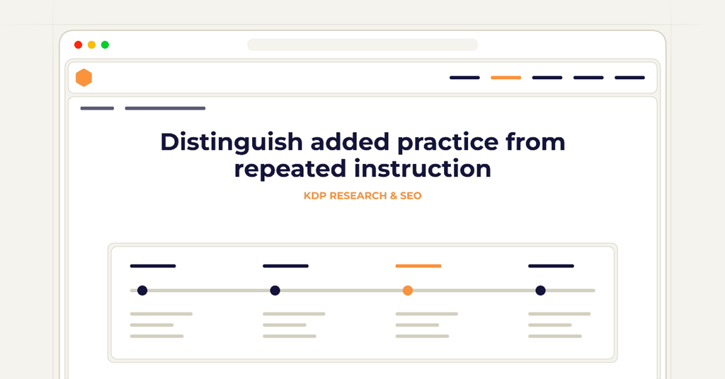 Symbolic publishing workflow for distinguish added practice from repeated instruction