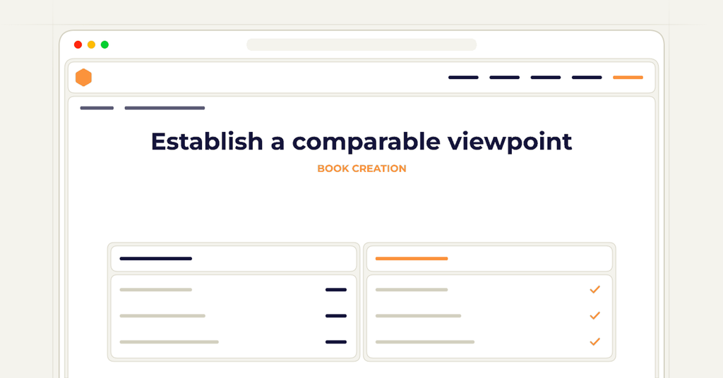 Symbolic publishing workflow for establish a comparable viewpoint