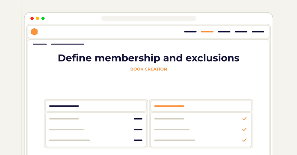 Symbolic publishing workflow for define membership and exclusions