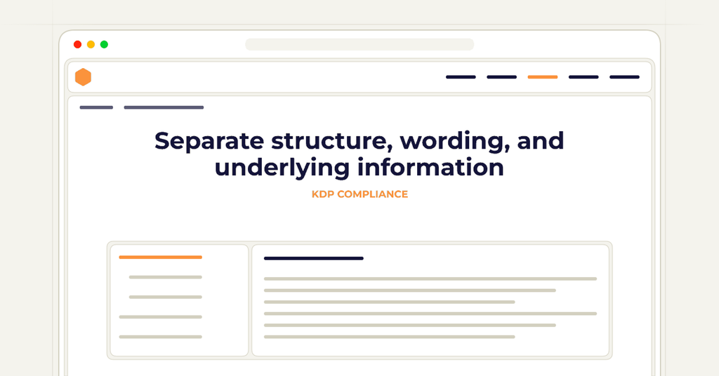 Symbolic publishing workflow for separate structure, wording, and underlying information