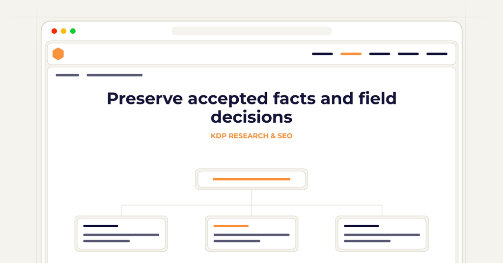 Symbolic publishing workflow for preserve accepted facts and field decisions