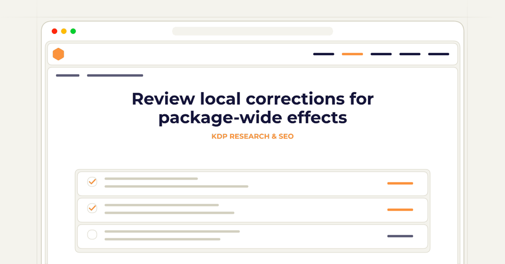 Symbolic review checklist for review local corrections for package-wide effects