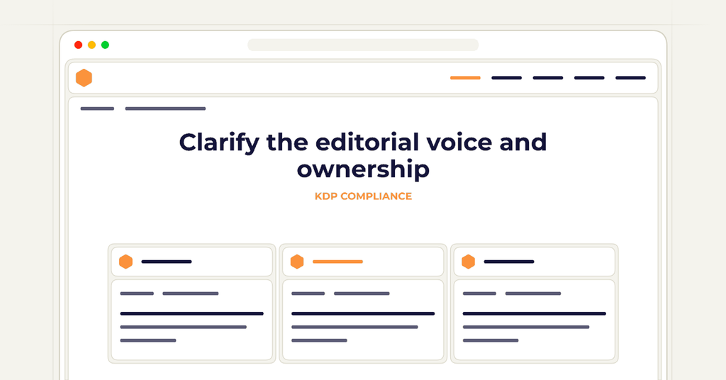 Symbolic review checklist for clarify the editorial voice and ownership