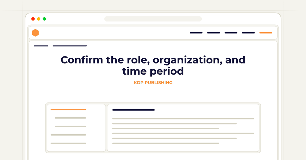 Symbolic publishing workflow for confirm the role, organization, and time period