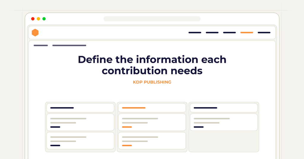 Symbolic publishing workflow for define the information each contribution needs