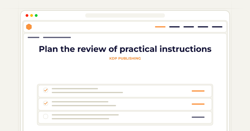 Symbolic review checklist for plan the review of practical instructions
