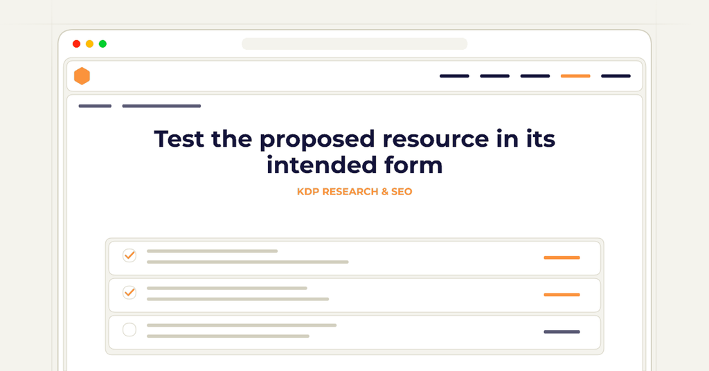 Symbolic review checklist for test the proposed resource in its intended form
