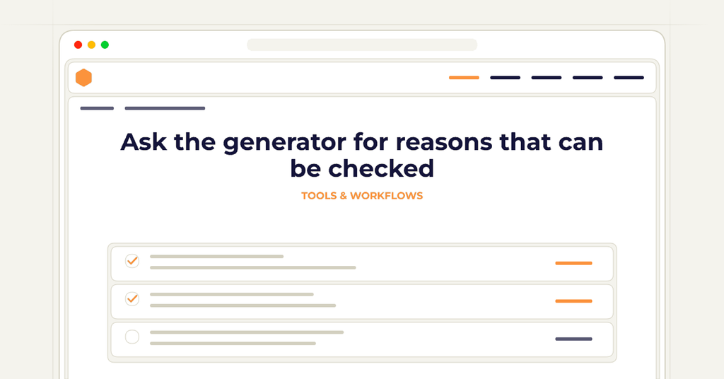 Symbolic review checklist for ask the generator for reasons that can be checked