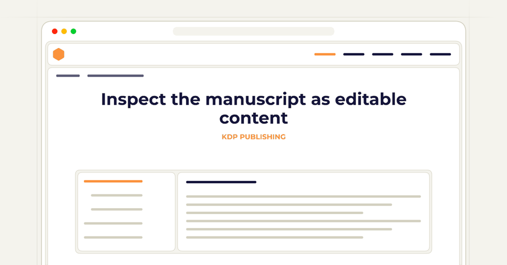 Symbolic publishing workflow for inspect the manuscript as editable content