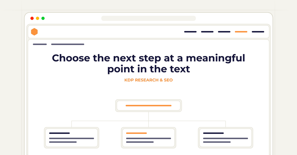 Symbolic publishing workflow for choose the next step at a meaningful point in the text