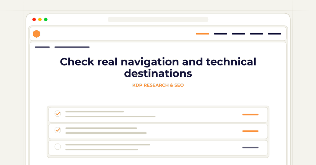 Symbolic review checklist for check real navigation and technical destinations