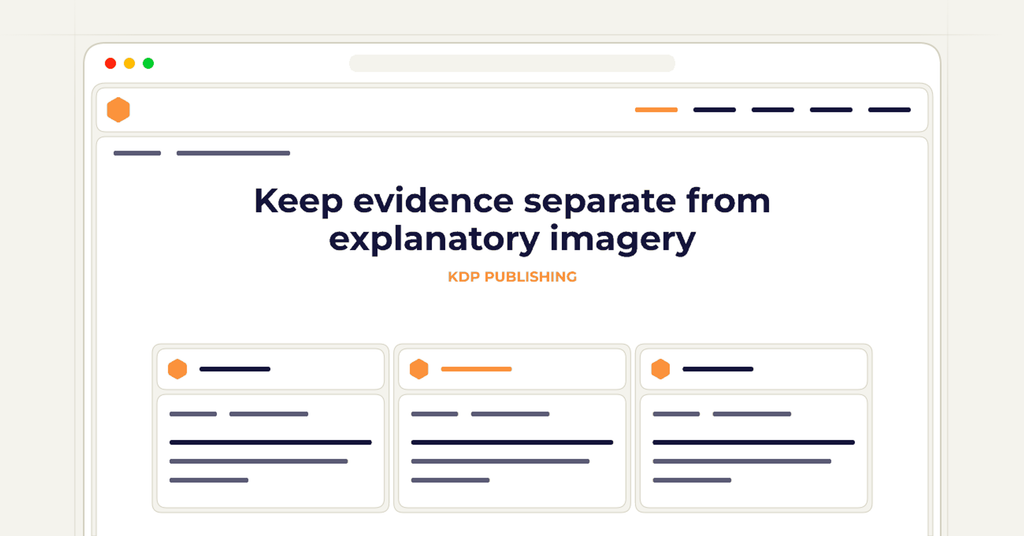 Symbolic review checklist for keep evidence separate from explanatory imagery