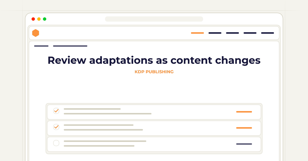 Symbolic review checklist for review adaptations as content changes