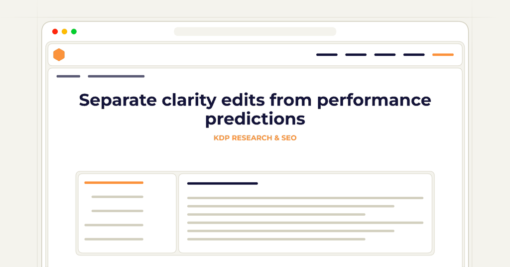 Symbolic publishing workflow for separate clarity edits from performance predictions
