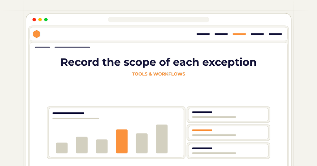 Symbolic publishing workflow for record the scope of each exception