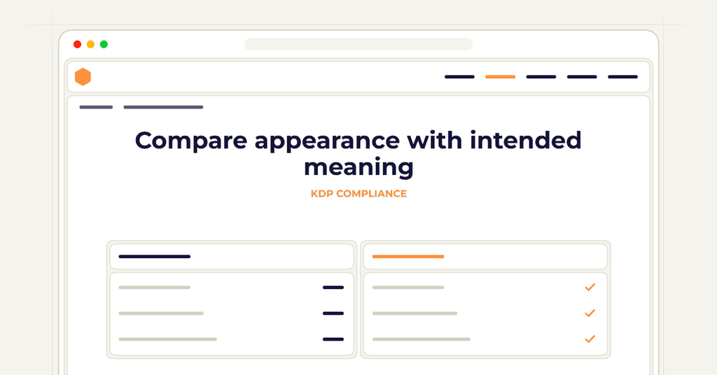Symbolic publishing workflow for compare appearance with intended meaning
