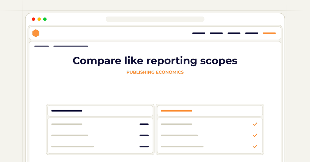 Symbolic review checklist for compare like reporting scopes