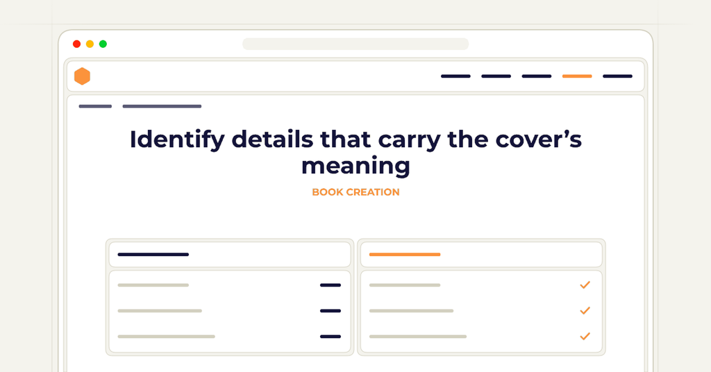 Symbolic publishing workflow for identify details that carry the cover’s meaning