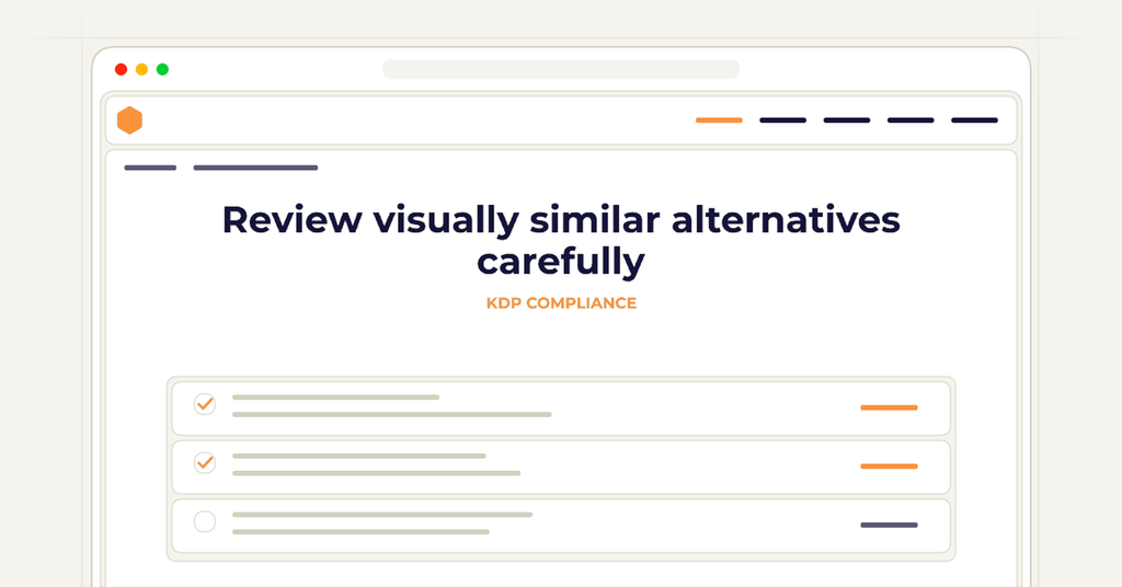 Symbolic review checklist for review visually similar alternatives carefully