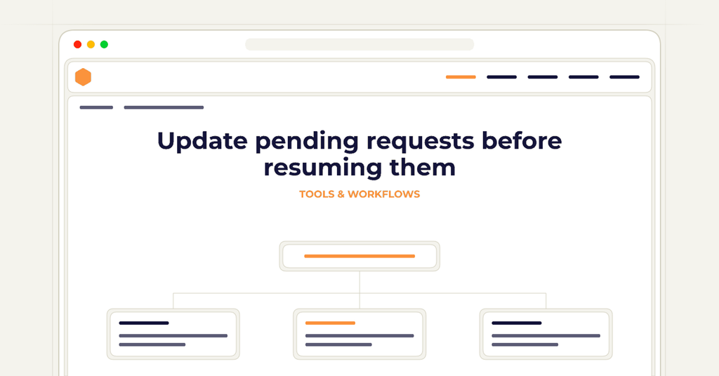 Symbolic review checklist for update pending requests before resuming them