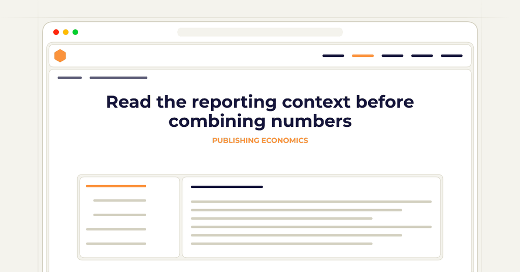 Symbolic review checklist for read the reporting context before combining numbers