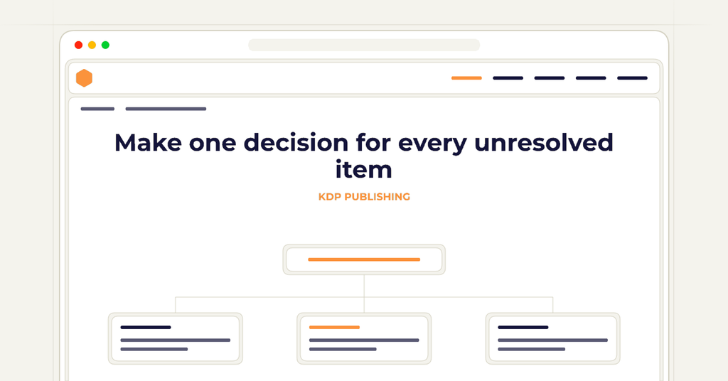 Symbolic review checklist for make one decision for every unresolved item